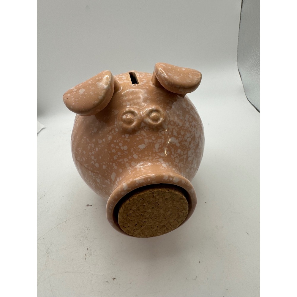 Cute Piggy Ceramic Piggy Bank Speckled Pink Cork Stopper Coin Saver